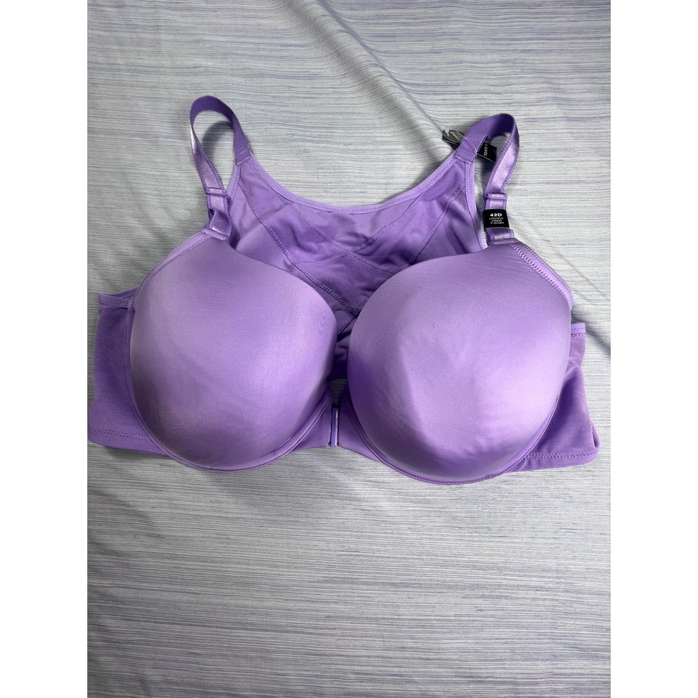 Torrid Curve Purple Lightly Lined T-Shirt Bra Front Closure Racerback 42D NEW